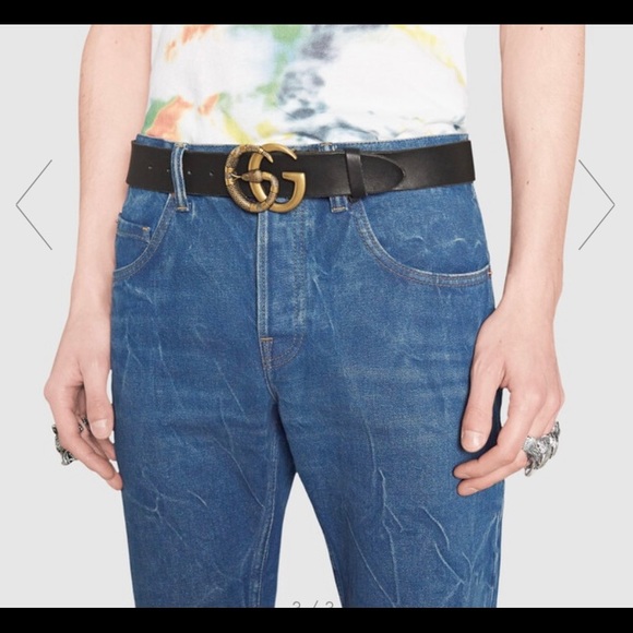 Gucci Leather Belt with Double G buckle with snake - Picture 3 of 8